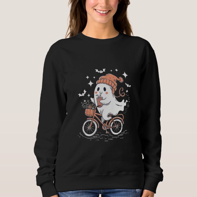 Cute Halloween Ghost T-shirt, Halloween Women Sweatshirt (Front)