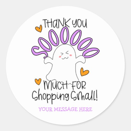 Cute Halloween Ghost Thank You for Shopping Small Classic Round Sticker