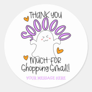 Cute Halloween Ghost Thank You for Shopping Small Classic Round Sticker