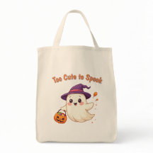 Cute Halloween Ghost Tote Bag “Too Cute to Spook "