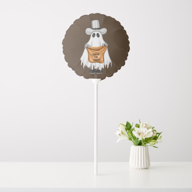 Cute Halloween Ghost Trick-or-Treat Brown Bag Balloon (In SItu)