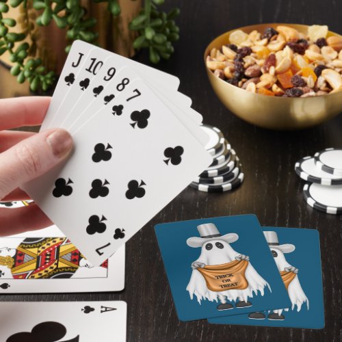 Cute Halloween Ghost Trick_or_Treat Brown Bag Poker Cards