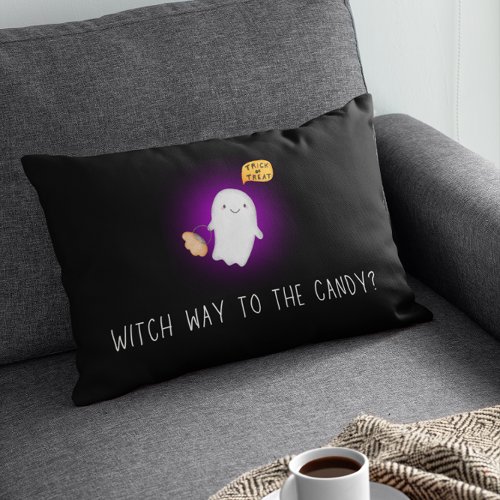 Cute Halloween Ghost Trick or Treat Candy Custom Lumbar Pillow