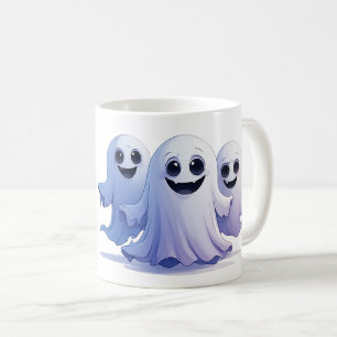 Cute Halloween Ghost Trio With Friendly Smiles 👻 Coffee Mug