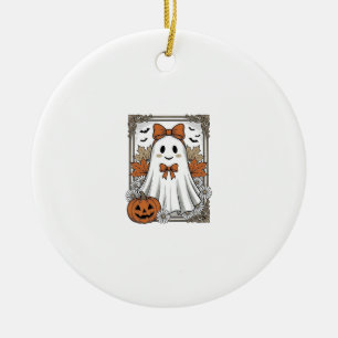 Cute Halloween Ghost Vintage Engraving Shirt Desig Ceramic Ornament