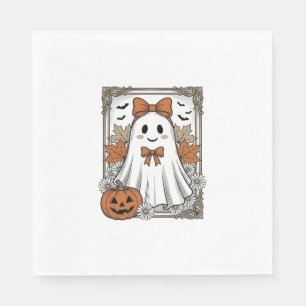 Cute Halloween Ghost Vintage Engraving Shirt Desig Napkins