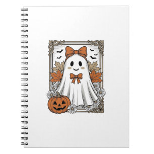 Cute Halloween Ghost Vintage Engraving Shirt Desig Notebook