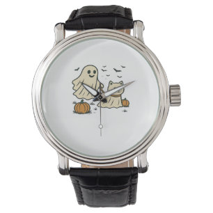Cute Halloween Ghost Walking Ghost Cat Classic T-S Watch