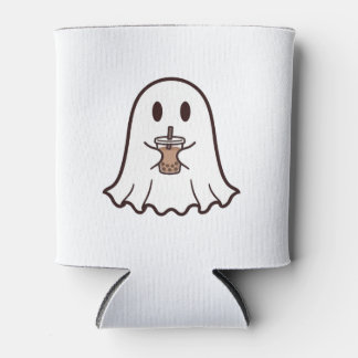 Cute Halloween Ghost With Boba Can Cooler
