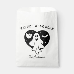 Cute Halloween Ghost With Heart And Bat Favor Bag