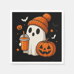 Cute Halloween Ghost with Pumpkin and Drink  Napkins