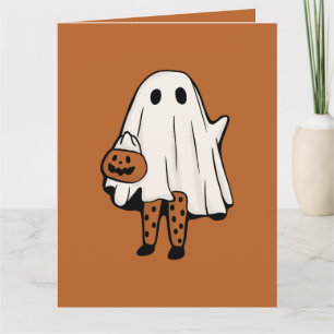 Cute Halloween Ghost with Stockings Halloween Card