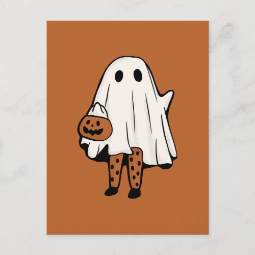 Cute Halloween Ghost with Stockings Halloween Invi Invitation Postcard