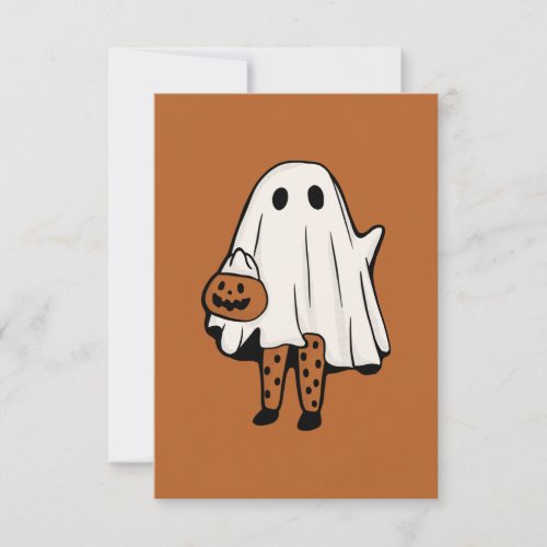 Cute Halloween Ghost with Stockings Halloween Thank You Card