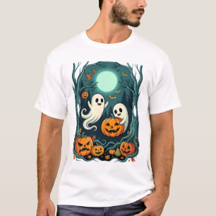 Cute Halloween Ghosts and Jack O Lantern Forest (2 T-Shirt