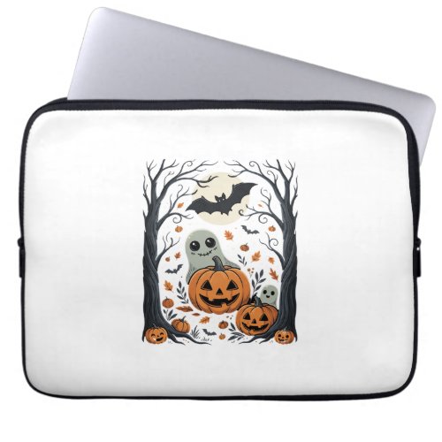 Cute Halloween Ghosts and Jack O Lantern Forest Laptop Sleeve
