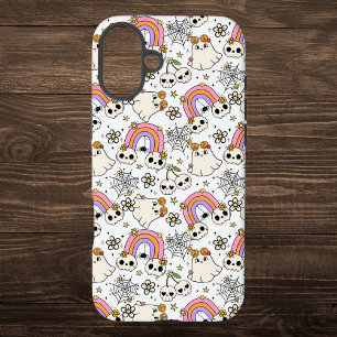 Cute Halloween Ghosts and Skulls Pattern iPhone 16 Plus Case