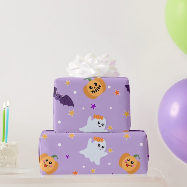Cute Halloween ghosts Bats Pumpkin Gift Wrapping Paper (Party Gifts)