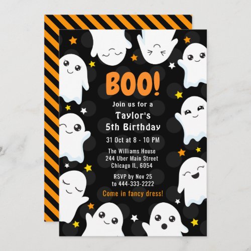 Cute Halloween Ghosts Birthday Party Invitation