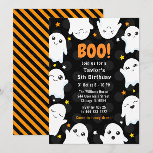 Cute Halloween Ghosts Birthday Party Invitation