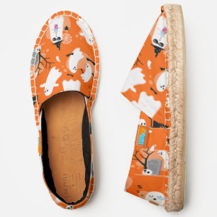 cute halloween ghosts black cat orange espadrilles