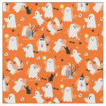 cute halloween ghosts black cat orange fabric