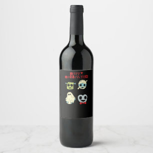 Cute Halloween Ghosts Custom Wine Bottle Label