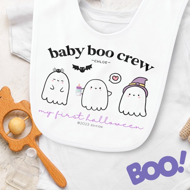 Cute Halloween Ghosts First Halloween Boo Custom Baby Bib (Creator Uploaded)