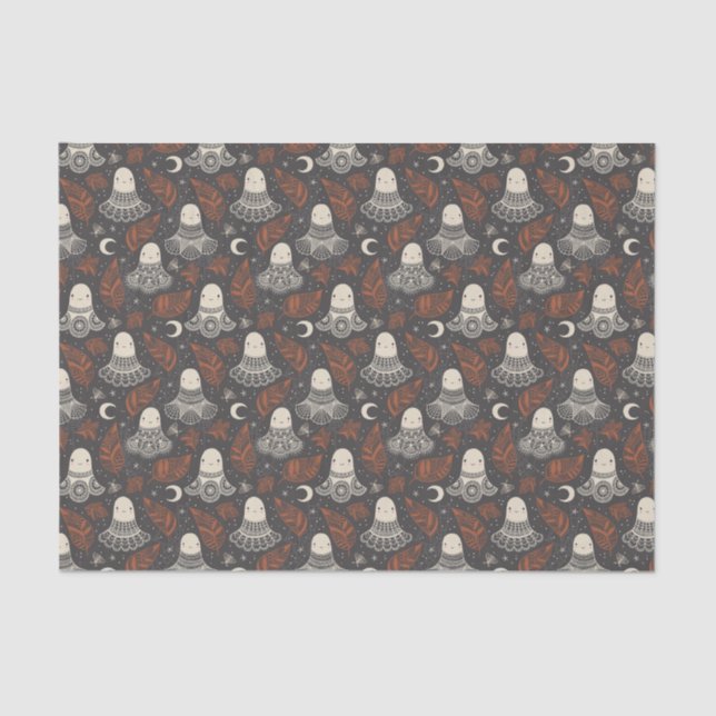 Cute Halloween Ghosts Lace - Rust Tissue Paper (Front)