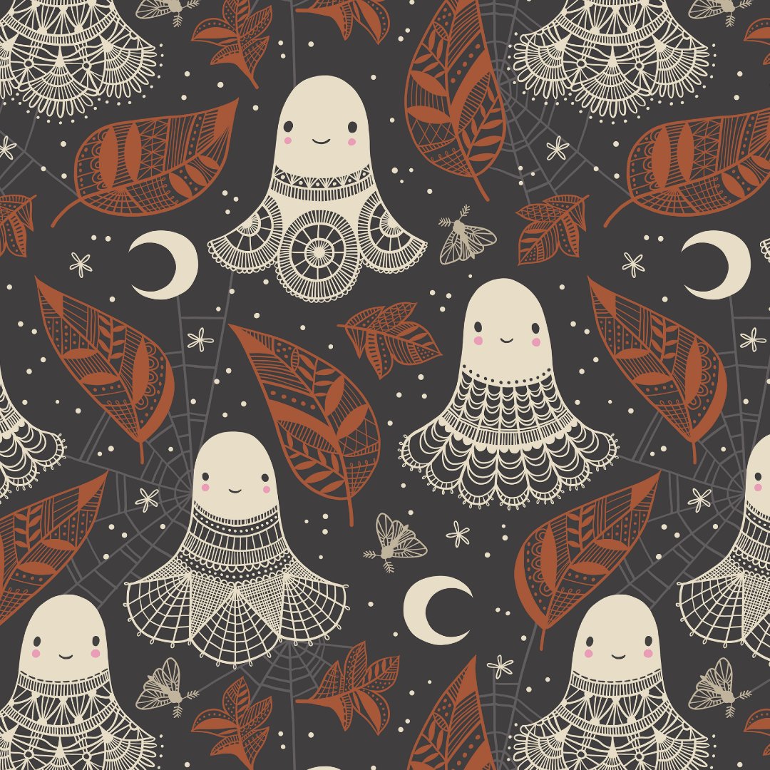 Cute Halloween Ghosts Lace - Rust Wrapping Paper