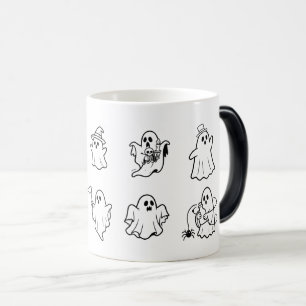 Cute Halloween Ghosts Line Art Black White Ghost Color Morph Mug