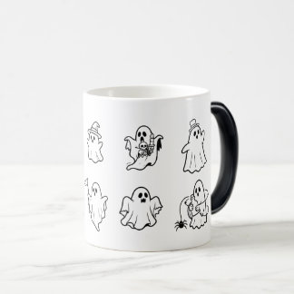 Cute Halloween Ghosts Line Art | Black White Ghost Color Morph Mug