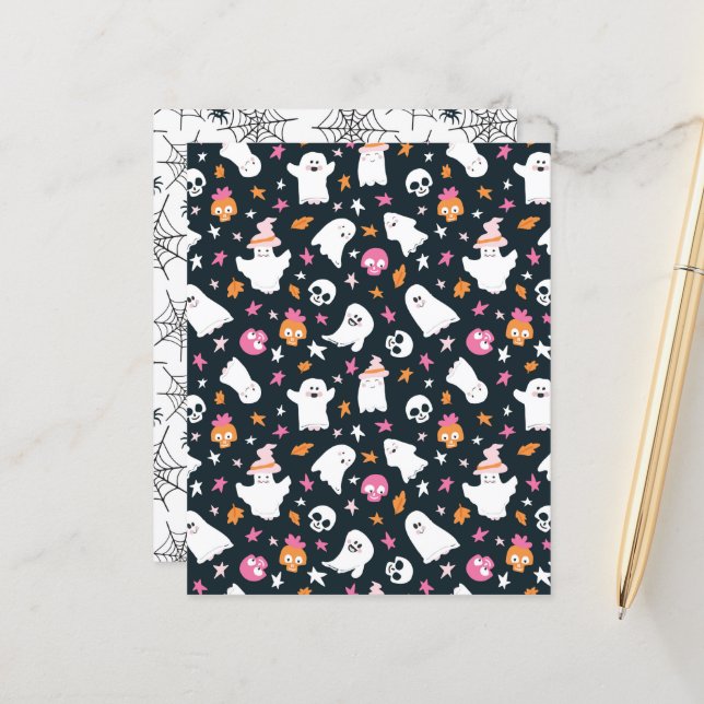 Cute Halloween Ghosts paper black (Front/Back In Situ)