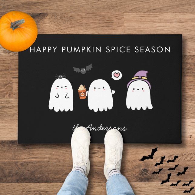 Cute Halloween Ghosts Pumpkin Spice Season Doormat (Creator Uploaded)