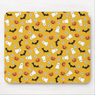 Cute Halloween Ghosts, Pumpkins, Skulls, Bats Mouse Pad