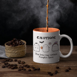 Cute Halloween Ghosts Spider Pumpkin Spice Custom Two-Tone Coffee Mug