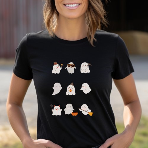 Cute Halloween Ghosts Trio Moods Funny  T_Shirt