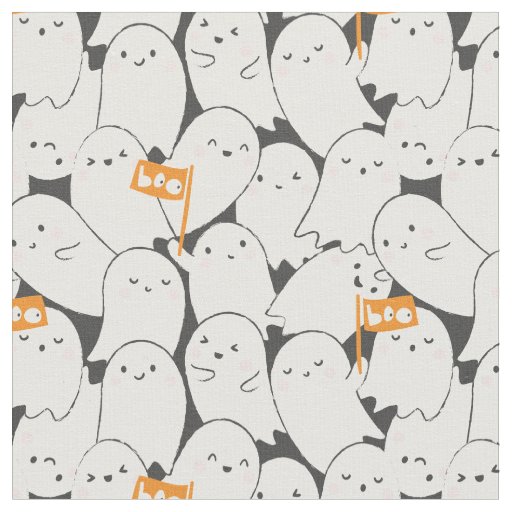 Cute Halloween Ghosts with little orange flags Fabric