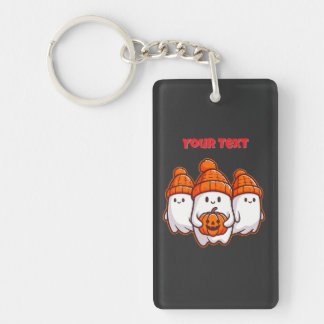 Cute Halloween Ghosts with Pumpkin and Orange Bean Keychain