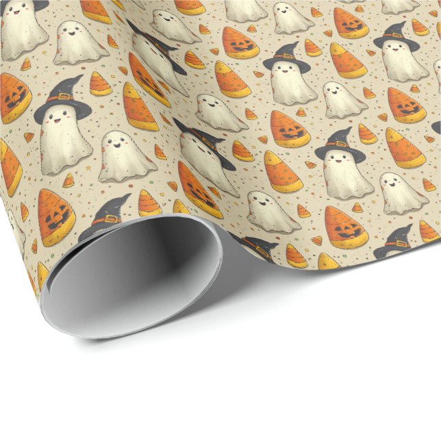 Cute Halloween Ghosts  Wrapping Paper (Roll Corner)