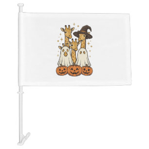 Cute Halloween Giraffe Ghost Pumpkin Shirt Design_ Car Flag