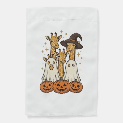 Cute Halloween Giraffe Ghost Pumpkin Shirt Design_ Garden Flag