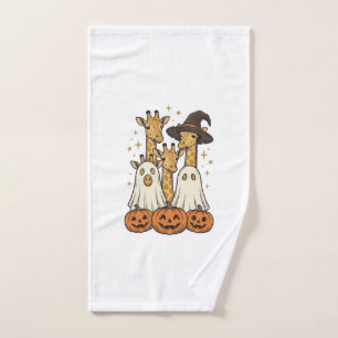Cute Halloween Giraffe Ghost Pumpkin Shirt Design_ Hand Towel