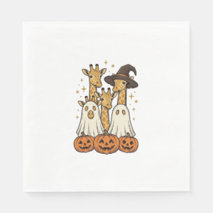 Cute Halloween Giraffe Ghost Pumpkin Shirt Design_ Napkins