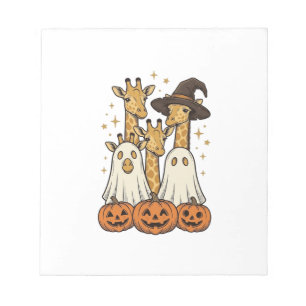 Cute Halloween Giraffe Ghost Pumpkin Shirt Design_ Notepad