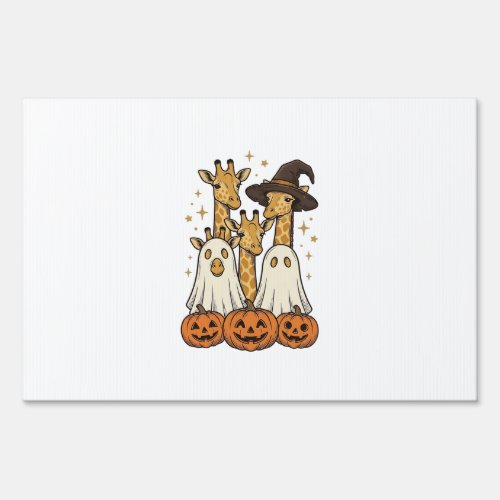 Cute Halloween Giraffe Ghost Pumpkin Shirt Design_ Sign
