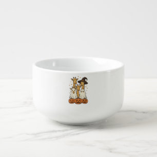 Cute Halloween Giraffe Ghost Pumpkin Shirt Design_ Soup Mug