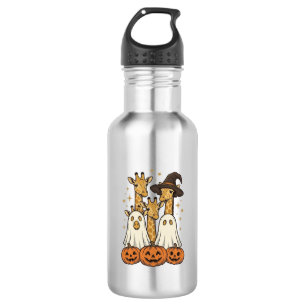 Cute Halloween Giraffe Ghost Pumpkin Shirt Design_ Stainless Steel Water Bottle