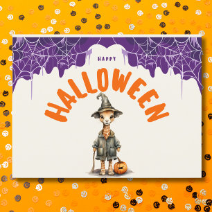 Cute Halloween Giraffe Wizard Happy Halloween Holiday Postcard