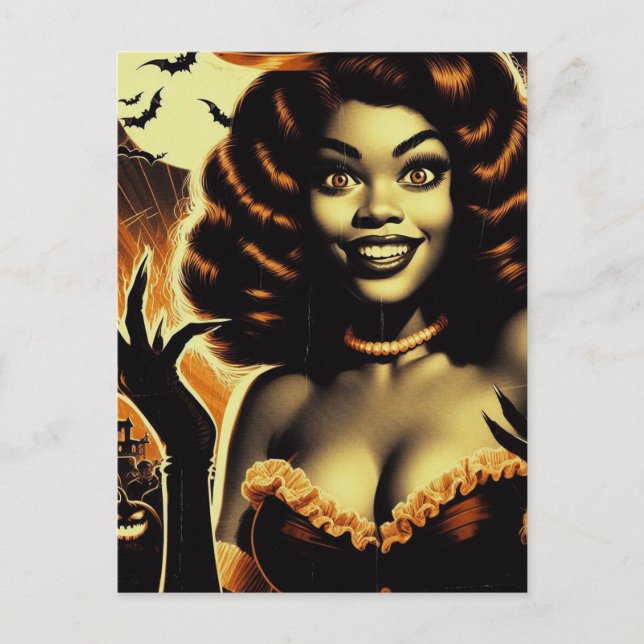 Cute Halloween Girl Postcard (Front)